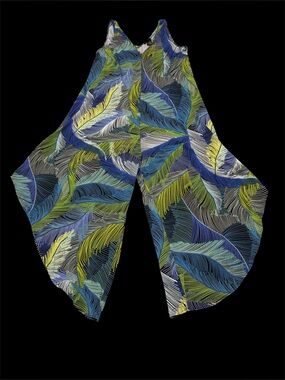 MSK Blue & Teal Patterned Women's wide Leg Jumpsuit
